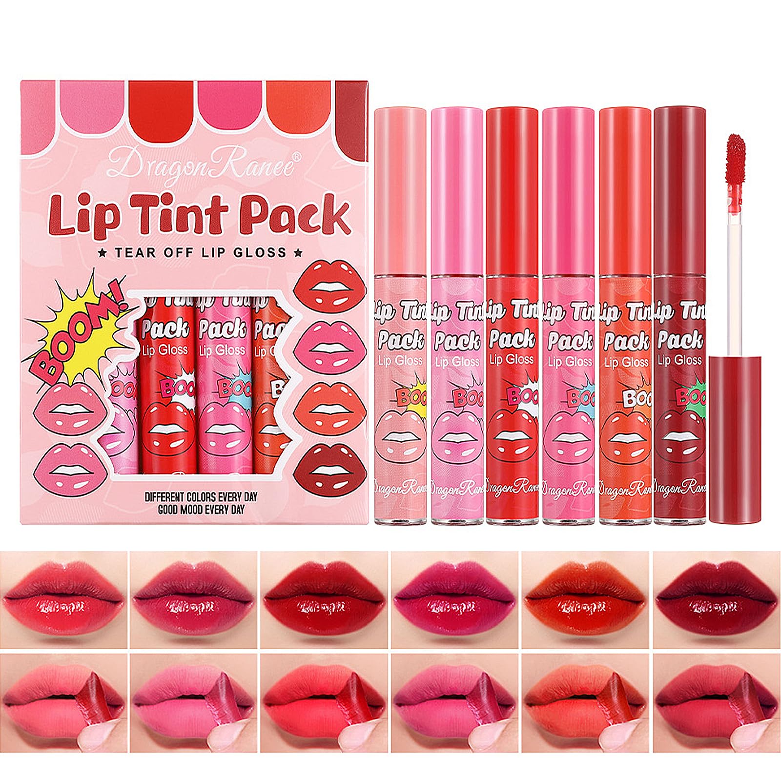 Photo 1 of 6 Colors Matte Lip Stain, Lip Liner Stain, Peel Off Lip Liner Tattoo, Long Lasting Lip Stain Waterproof for Women Girls All Skin Types, Transfer-Proof & Natural