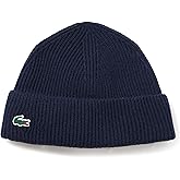 Lacoste Men's Ribbed KNT Wool Golf Beanie, Navy Blue, One Size