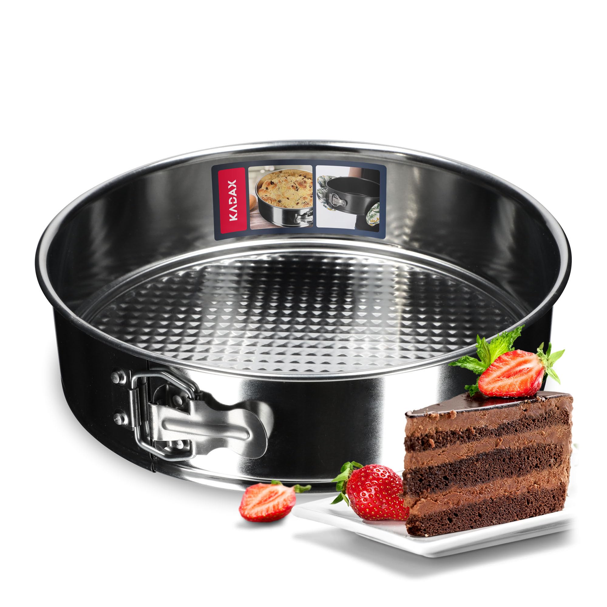 KADAX Cake Tin, Tinned Sheet Metal Baking Mould for Baking, Oven, Springform Cake Trays for Cheesecake, Round Bakeware (⌀ 26 cm, Silver)