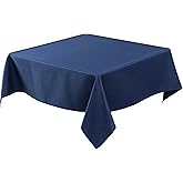 Biscaynebay Textured Fabric Square Tablecloths 60x60 Inches, Navy Water Resistant Table Cloth Small Card Folding Table Covers Linen for Dining, Kitchen, Wedding and Parties etc. Machine Washable