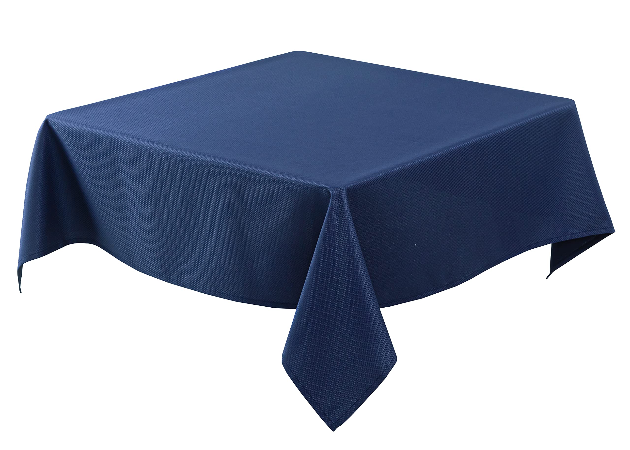Biscaynebay Textured Fabric Square Tablecloths 90x90 Inches, Navy Water Resistant Card Table Cloth Folding Table Cover for Dining, Kitchen, Wedding and Parties etc. Machine Washable — image 1