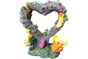 majoywoo Heart Shaped Coral Reef for Aquarium Decor, Artificial Resin Fish Tank Decor, Betta Fish Tank Accessories