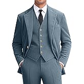 Men Corduroy Suit Slim Fit 3 Pieces Blazer Vest Pants Suits for Men Vintage Wedding Business Party