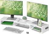 BONTEC Dual Monitor Stand Riser Adjustable Length & Angle White