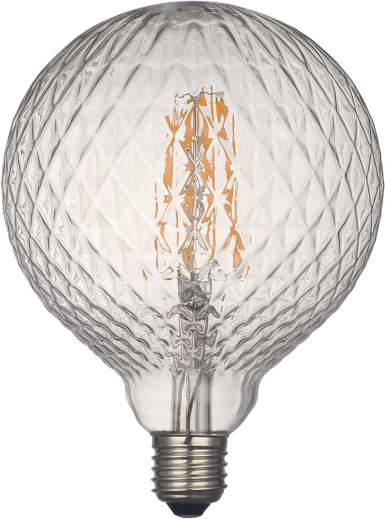 Dimmable LED Edison Bulbs,Giant Globe E27 Screw Filament LED Light Bulbs with Small Diamond Lattice Pattern Clear Glass, 4W Warm White 400lm Decorative Bulbs 220-240V (φ125mm) -G125-S-Diamond