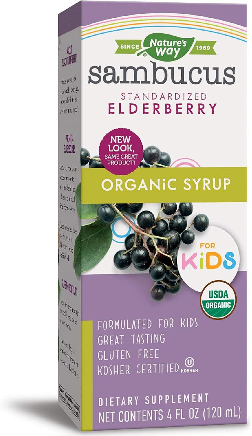 Amazon Com Nature S Way Sambucus For Kids Organic Elderberry Syrup 4 Oz 4 Fluid Ounce Health Personal Care