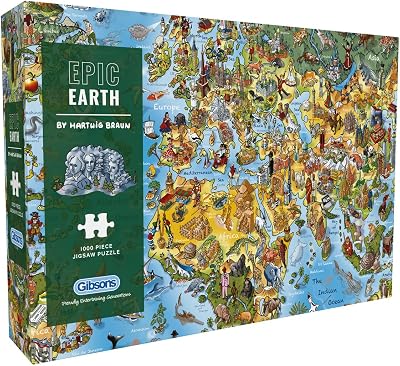 Gibsons Epic Earth 1000 Piece Jigsaw Puzzle by Hartwig Braun – Map Theme
