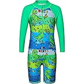 TFJH E Boys Long Sleeve Swimsuits Rash Guard Swimwear 50+ UV Zip One-Piece