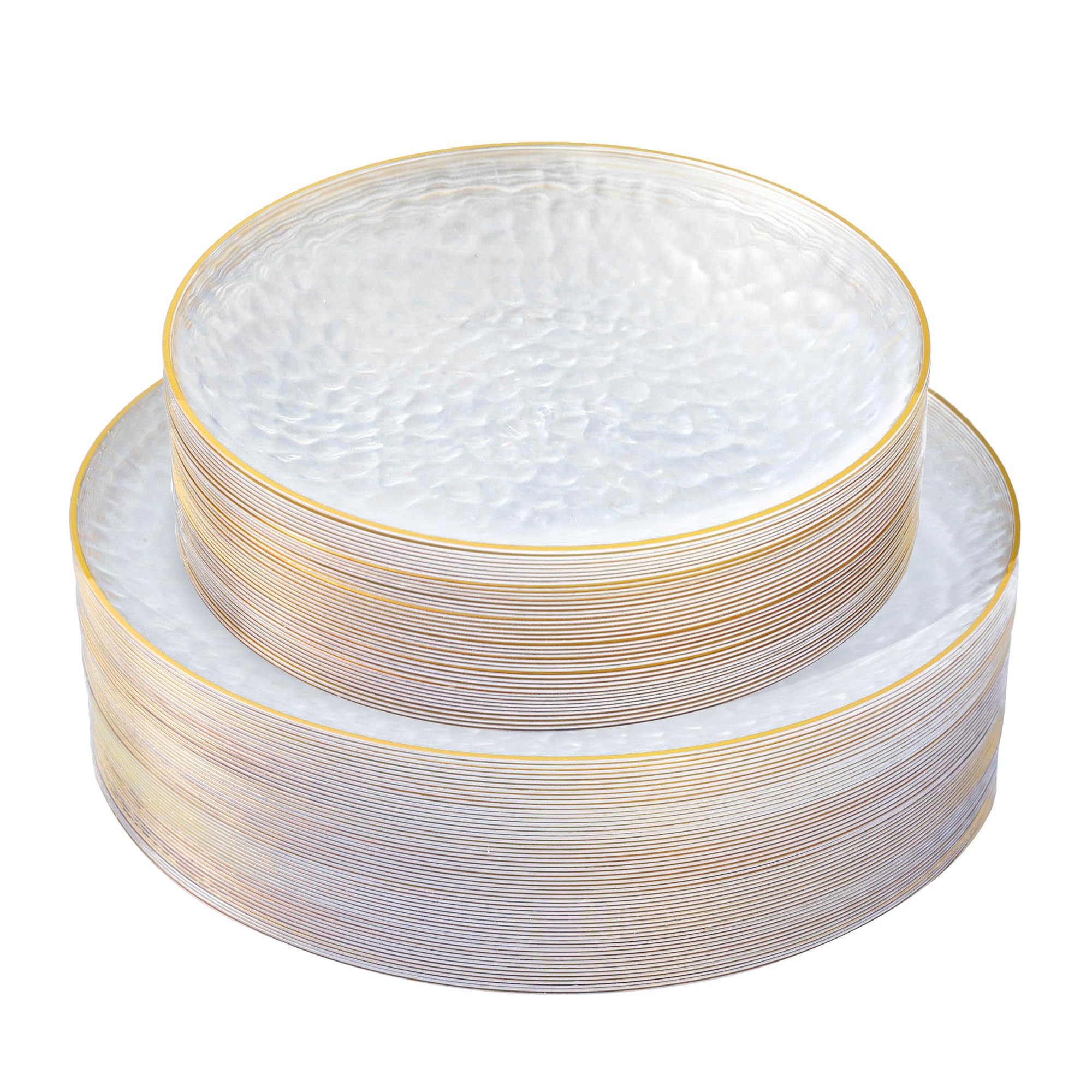 NZVCN 60 PCS Hammered Gold Rim Plates Set, Premiun Heavy-Duty Clear ...