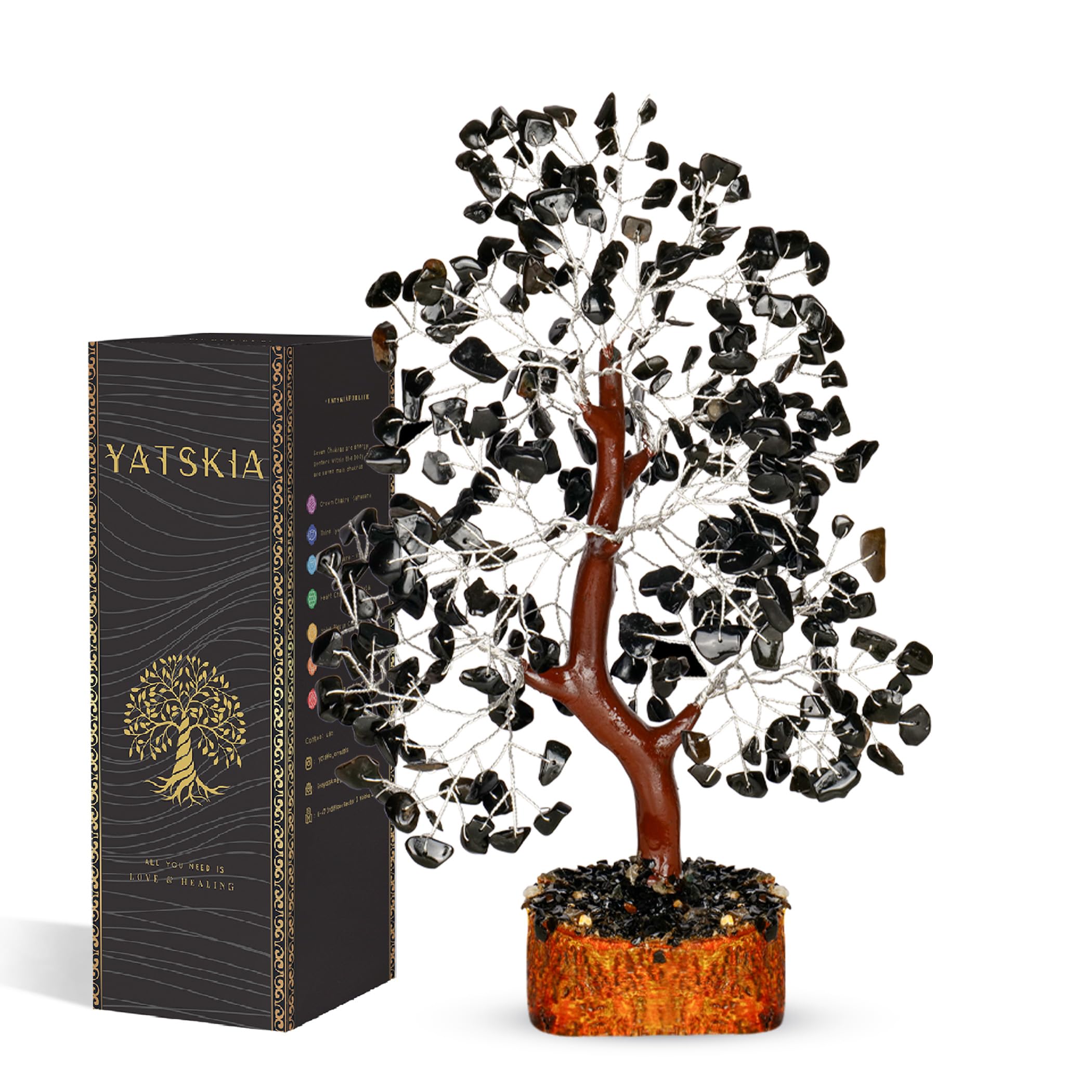 Black Tourmaline Crystals - Crystal Tree of Life - Bonsai Tree - Spiritual Gifts for Women - Meditation Decor - Stones and Crystals - Office Desk Decor - House Warming Gift - Metaphysical Gifts