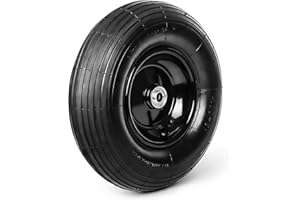 TAIFA 13 Inch 1 PC Rubber Pneumatic Replacement Tires and Wheels 4.00-6 with 5/8'' Axle Bore Hole, Inflated Air Wheel for Wheelbarrow/Wagon/Hand Truck/Trolley/Garden Scooter etc.