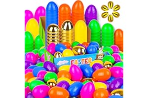 FLYSNK 200 Pack 3 Inch Large Easter Eggs Bulk Include 6 Surprise Golden Eggs, Bright Colors Fillable Plastic Easter Egg Empty for Easter Hunt, Easter Basket Stuffers Fillers Party Favors