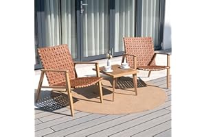 COMLAX FIELD 3 Piece Patio Bistro Set, Outdoor Conversation Chair Sets with Coffee Table, Patio Furniture Set for Porch Backyard Balcony Park Deck Poolside