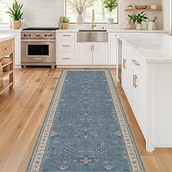 Non Slip 10ft Long Hallway Runner Rug Blue - 2 x 10