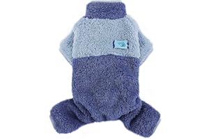 DAFUEN Dog Sweaters Pajamas Puppy Sweaters for Small Dogs Girl Boy Winter Pet Clothes Outfit for Chihuahua Yorkie Cold Weather Dog Coat Fleece Warm Cat Onesie Jumpsuit Apparel (A-Blue, Medium)