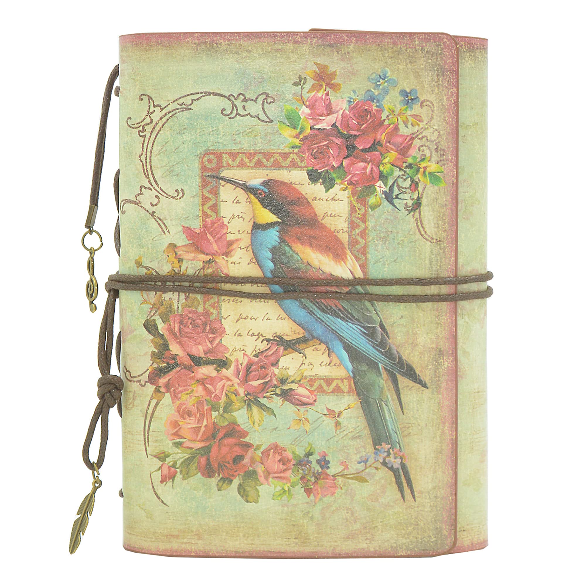 NectaRoy Retro Vintage Leather Writing Journal Notebook, 6-Holes European Style Spiral Bound Loose-Leaf Refillable Daily Sketchbook Diary Traveler with Blank Inserts and Zipper Pocket, 185x130mm