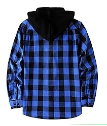 ZITY Men's Flannel Hoodie Shirts Casual Button Down
