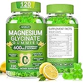 Magnesium Glycinate Gummies 600mg for Women and Men, High Absorption Magnesium Glycinate with Vitamin D, B6, and CoQ10 for Calm Support & Sleep, Sugar Free, Vegan, 60 Days Supply