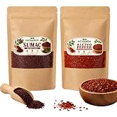 Ground Sumac &amp; Aleppo Pepper Flakes, 2-Pack Spice Set, 4 oz Each, Authentic Pul Biber and Sumac Seasoning for Kebabs, Salads, Marinades and Mediterranean Recipes
