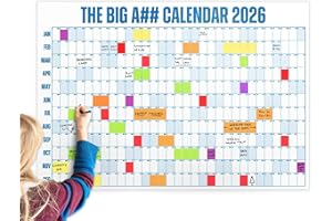 The Big A## Calendar Full-Year Wall Calendar – 2026 Dry-Erase – Includes 1 Marker & 100 Labels – Lightweight, Easy to Hang Yearly Calendar – Year at a Glance – Plan Big Goals & Adventures – Blue