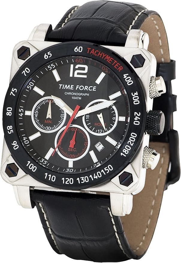 Time Force TF3115M01 Men's Analog Quartz Watch with Black Dial and
