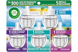 Air Wick® Plug-In Scented Oils Refill, Variety Pack, 5 Refills (5 x 20 mL = 100 mL), Air Freshener, Pack of 5