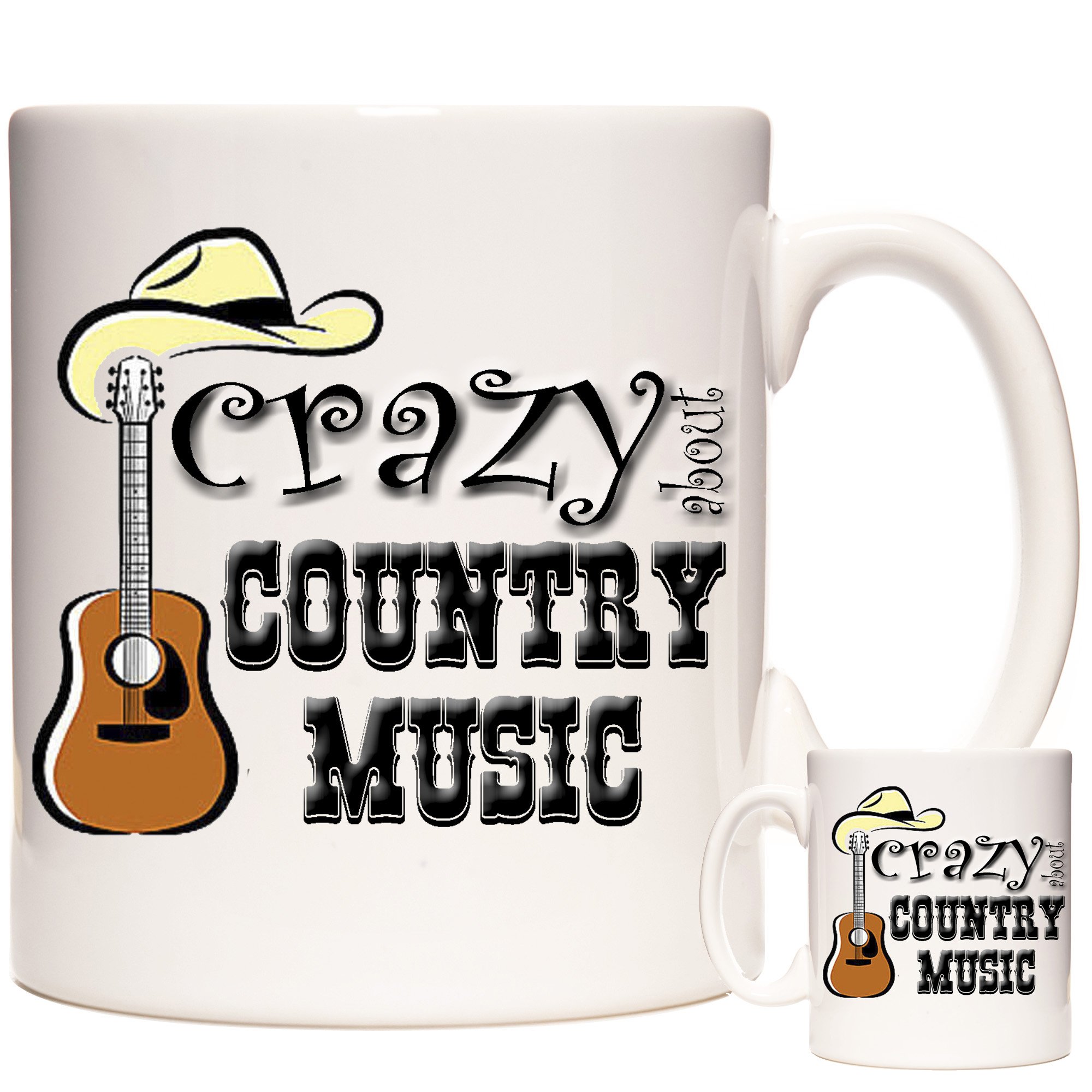 Country Music Mug, Crazy About Country Music, 11oz Ceramic Gift Mug for Country Music Fans. Country Music Gift