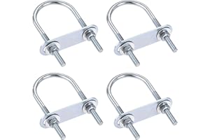uxcell Round U-Bolts 4 Sets 1.57"(40mm) Inner Width 90mm Length Steel M6 with Nut, Plate, Washer