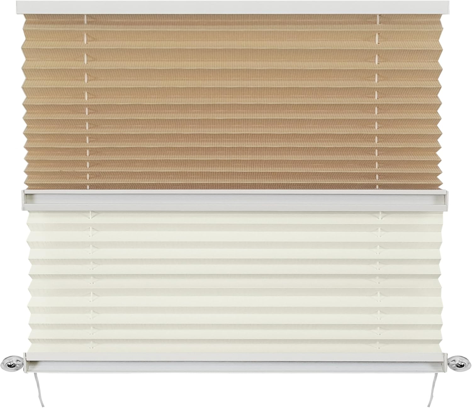 RV Day & Night Pleated Shades Cotton/Tan Stitchbond (50" x