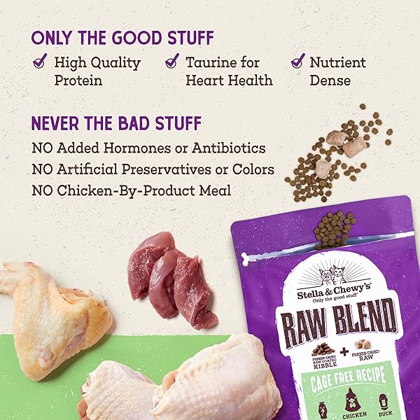 STELLA & CHEWY’S RAW BLEND PREMIUM KIBBLE CAT FOOD – GRAIN FREE, PROTEIN RICH MEALS – CAGE-FREE POULTRY RECIPE – 2.5 LB. BAG