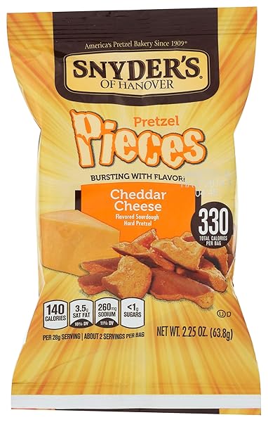SNYDER’S OF HANOVER PRETZEL PIECES, CHEDDAR CHEESE, 2.25...