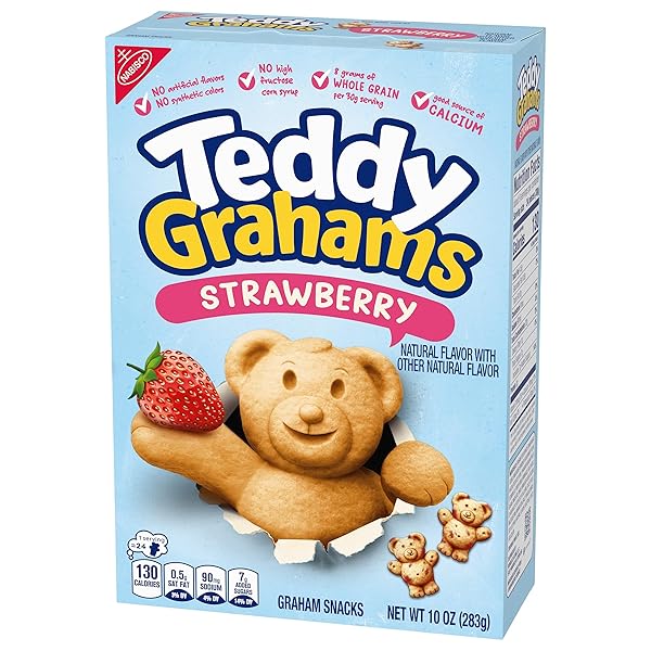 TEDDY GRAHAMS STRAWBERRY FLAVOR GRAHAM SNACKS, KIDS SNACKS, 10 OZ