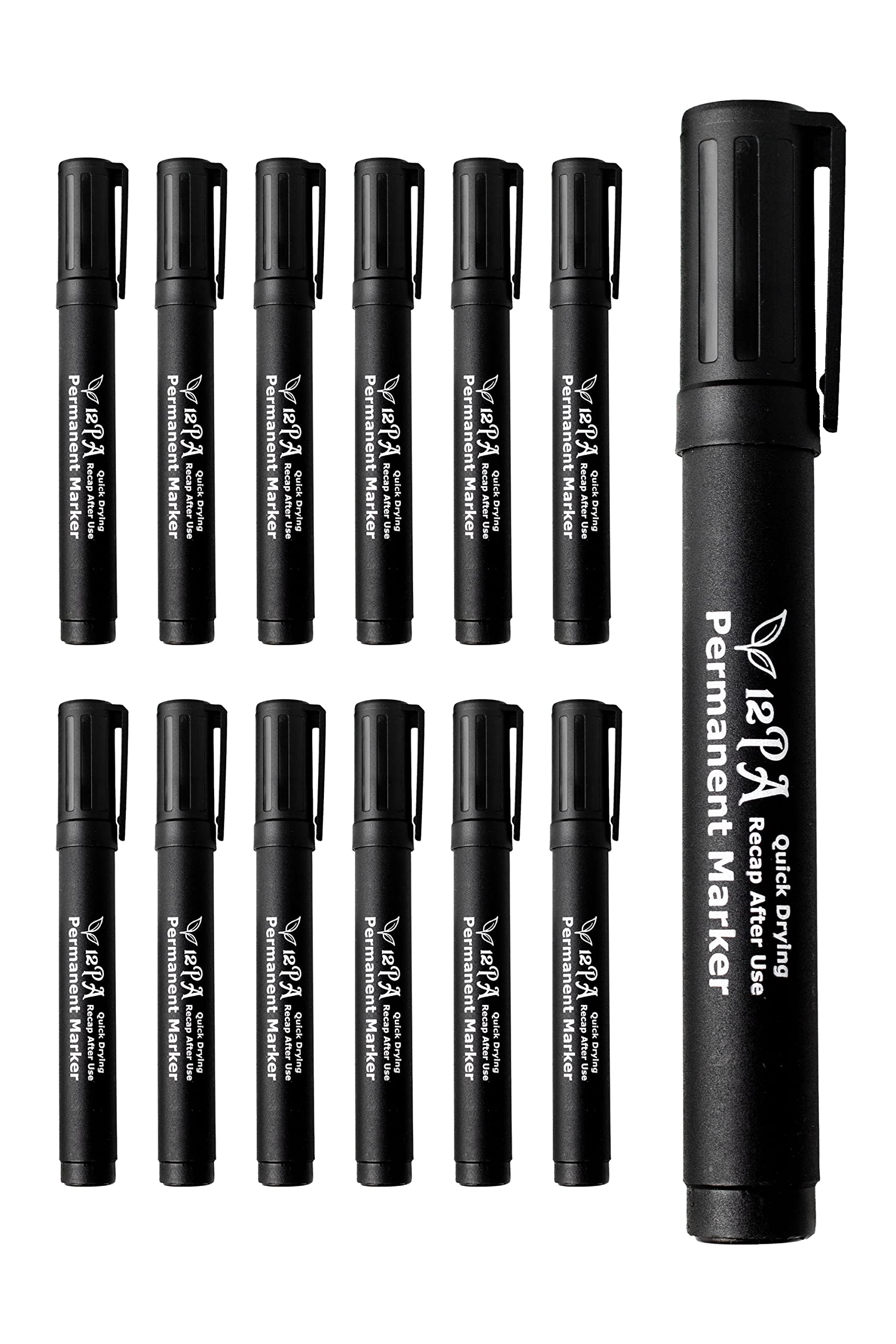 12PA 12 Black | Permanent Marker Pens | Thick Bullet Tip | Permanent Markers | Permanent Marker for Plastic, metal marker, Garden Marker Pen (12 Black Marker Pen)