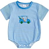 mlpeerw Baby Boy Golf Baseball Outfit Golf Cart/Baseball Embroidery Short Sleeve Bubble Romper Onesie Cute Summer Clothes