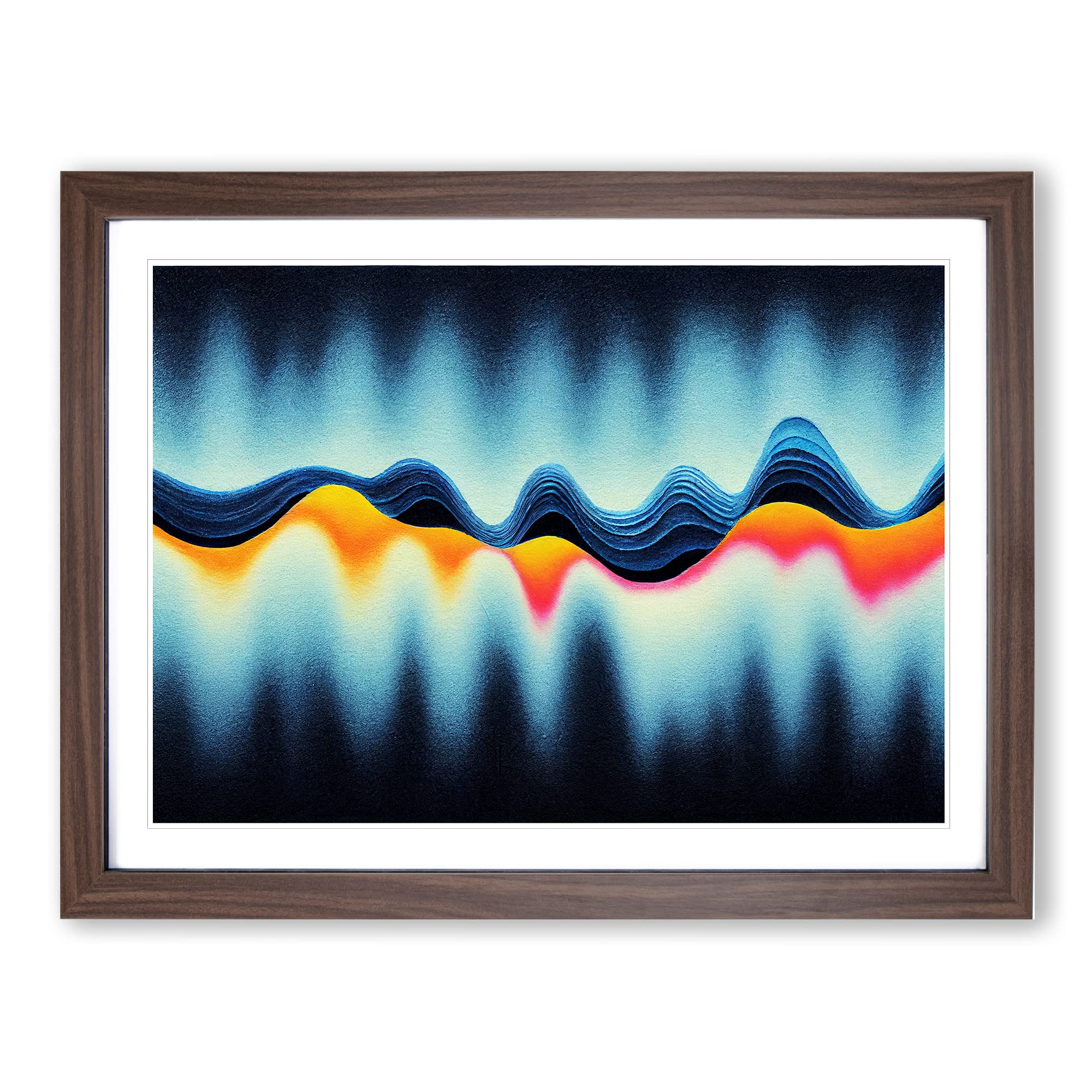 Audio Soundwave Art Vol.2 Abstract Framed Print | A4 Walnut Framed Wall Art | Ready to Hang | Abstract Fantasy Picture | Living Room Bedroom Lounge Office