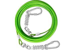 HaiYUAN Dog Tie Out Cable 10/15/20/25/30FT Dog Run Cable Rosy Pink/Blue/Purple/Silver/Red/Green/YellowTie Out Cable for Large Dogs Heavy Duty for Outside Hold Large Dogs Up to 250LBS