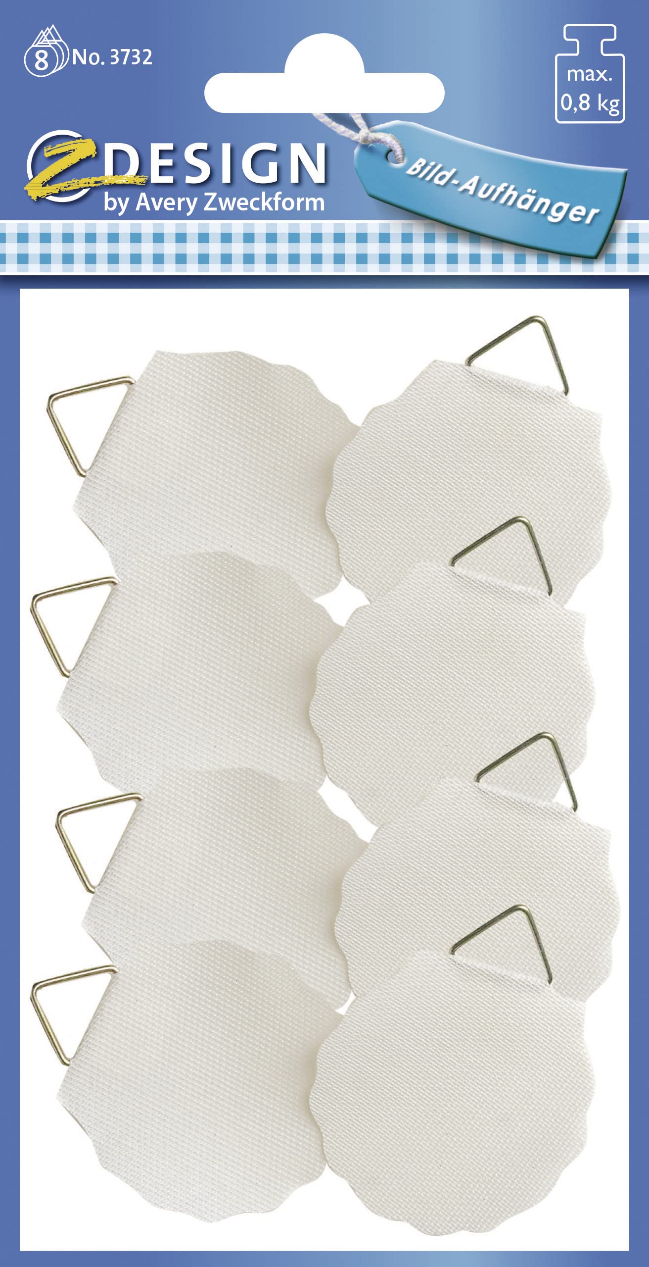 AVERY Zweckform 3732 Picture Hangers for Gluing 8 Pieces (Diameter 30 mm White Stickers, Load Capacity up to 0.8 kg / 800 g, Self-Adhesive, Very Stable, for Pictures, Plates and Decorative Objects)