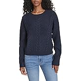 Tommy Hilfiger Womens Solid Cable Crewneck Bobbi Pullover Sweater