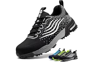 ISOOUS Safety Shoes for Men Women Steel Toe Shoes Lightweight Comfortable Cushion Work Shoes Slip Resistant Steel Toe Sneaker