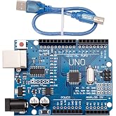 hiBCTR Arduino UNO R3 Board, ATmega328P, 16MHz, USB Cable | 32KB flash, 2KB SRAM, 14 digital and 6 analog I/O, compatible with UNO R4, Mega, Leonardo, Raspberry Pi