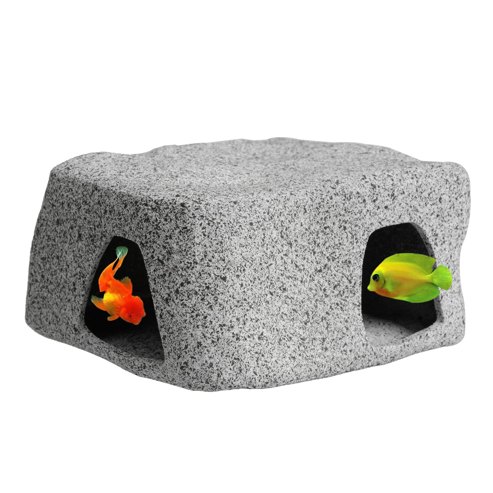 ANMOO Fish Tank Cave Aquarium Hideaway Rock Natural Ceramic Cave Decoration Fish Tank Ornament Accessories For Pleco/Axolotl/Shrimp (105 * 95 * 55mm)