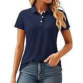 MAGCOMSEN Women's Polos Golf Shirts Short Sleeve UPF 50+ Collared Shirt Quick Dry Tennis Work Athletic Tops