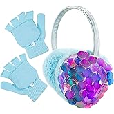 PEAK 2 PEAK Girls Earmuff and Convertible Fingerless Gloves Cold Weather Set
