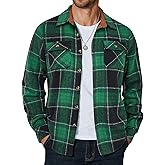 COOFANDY Men's Long Sleeve Flannel Shirts Jacket Fashion Plaid Jackets Casual Button Down Shirt with Pockets