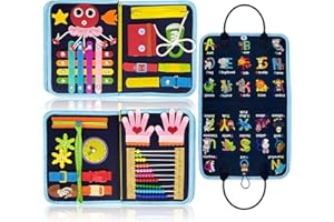 Gojmzo Busy Board Montessori Toys for Toddler Boys & Girls Gifts, Sensory Toys for Toddlers, Educational Travel Preschool Activities Learning Alphabet Count Fine Motor Skills