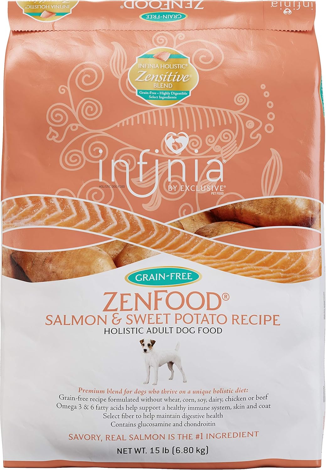 Infinia ZenFood | Salmon and Sweet Potato Grain-Free Adult Dog Food | Nutritionally Complete - 30 Pound (30 lb.) Bag