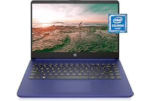 HP 14 Laptop, Intel Celeron N4020, 4 GB RAM, 64 GB Storage, 14-inch Micro-edge HD Display, Windows 11 Home, Thin & Portable, 4K Graphics, One Year of Microsoft 365 (14-dq0010nr, Indigo Blue)