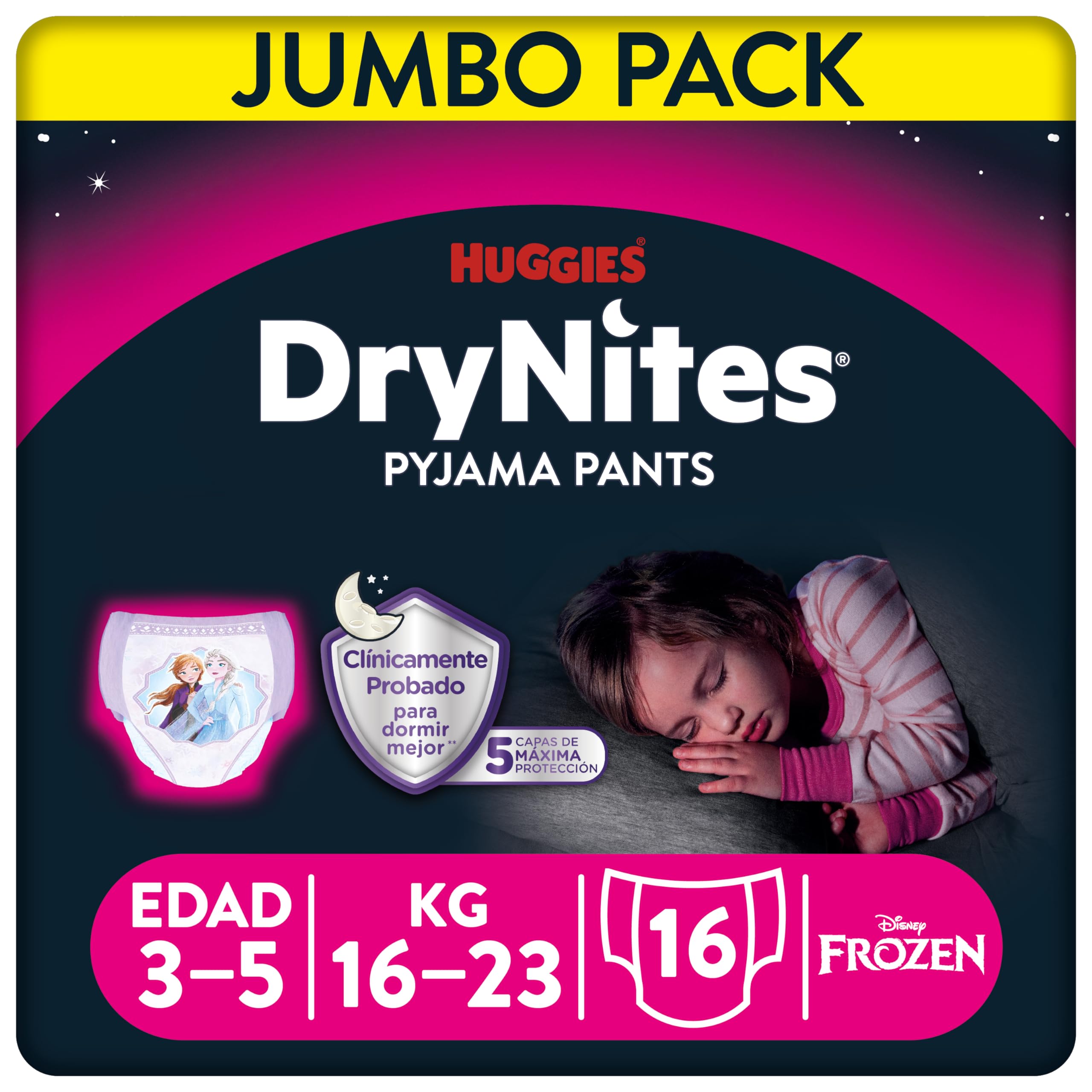 Huggies Girls' Bedwetting Underwear 3/5a 16p