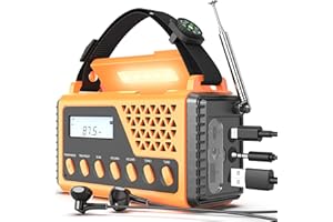 DEXSCOUT Crank Emergency Weather Radio10000mAh,NOAA/AM/FM/SW Weather Radio,Hand Crank Radio with Solar,USB Type-C Charging, SOS Alarm,Torch & LED Reading Light, Compass & Carry Bag for Camping Survival Home