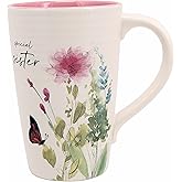Pavilion Gift Company - Special Sister 17-ounce Cup, Floral Pattern Coffee Mug, Butterfly Coffee Cup, Spring Summer Kitchen Ideas, Sister Gifts Microwave & Dishwasher Safe, 1 Count, Cream